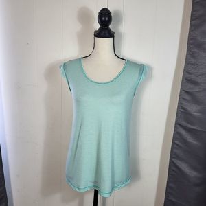 CALIA Mint Blue Green Mini Stripe Open Back Athleisure Tee Size Small